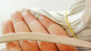 Silver Two Tone Thread Lace Trim, Approx. 10 mm wide, Trim By 3 Yards